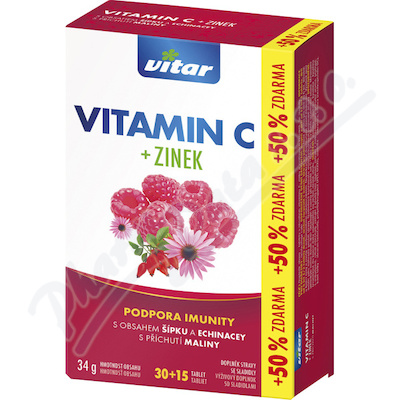 Vitar Vitamin C+zinek+echinacea+pek tbl.30+15